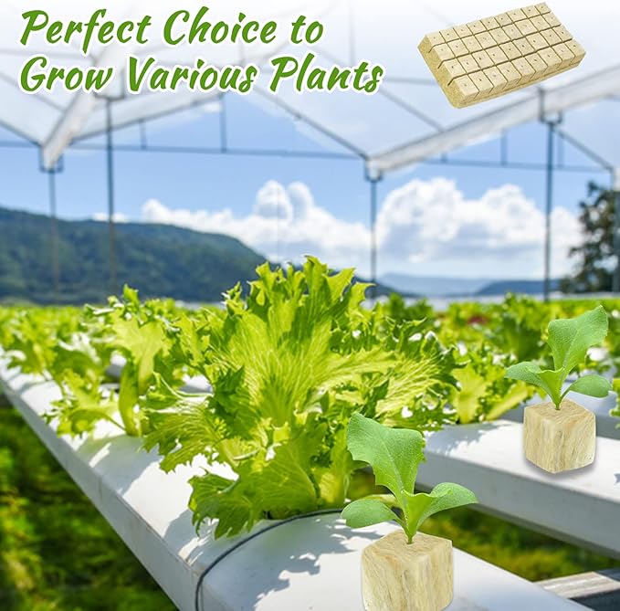 Legigo 1 Inch Rockwool Cubes Seed Starter Plugs for Hydroponics, RockWool Planting Grow Cubes for Hydroponic Tower Garden Soilless Cultivation Plants Germination Cutting Clone (6 Sheet, 300 Plugs)