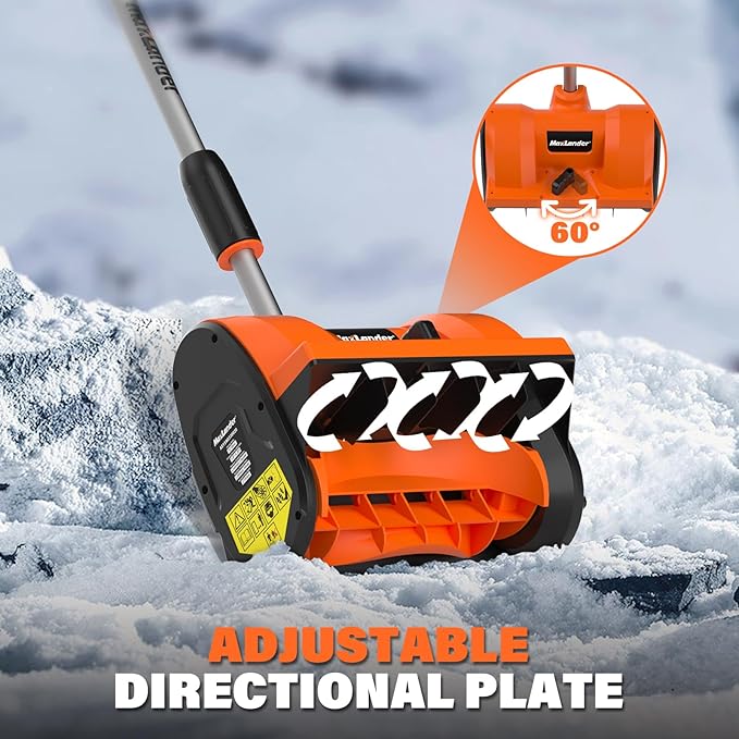MAXLANDER Electric Snow Shovel Cordless, 20V 12-Inch Cordless Snow Blower, Battery Snow Shovel with LED Lights, Directional Plate and Adjustable Front Handle (4.0Ah Battery, Charger & Cover Included)