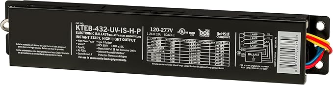 OHLECTRIC Replacement for Keystone KTEB-432-UV-IS-H-P 4 Lamp T8 Electronic Fluorescent Ballast with High Light Output | 120-277V Input with Instant Start Operation | 1.16 Ballast Factor, UL-Approved