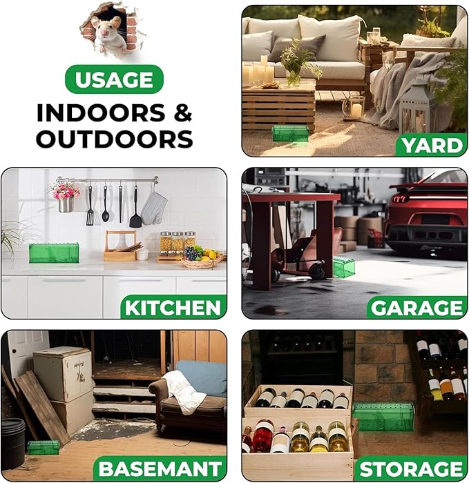 Humane Mouse Trap Pack of 2 - No Kill - Live Mouse Traps Indoor for Home Use - Reusable Rodent Traps for House Indoor, Safe & Effective Rat Trap Outdoor - Humane Mice Control with Cleaning Brush