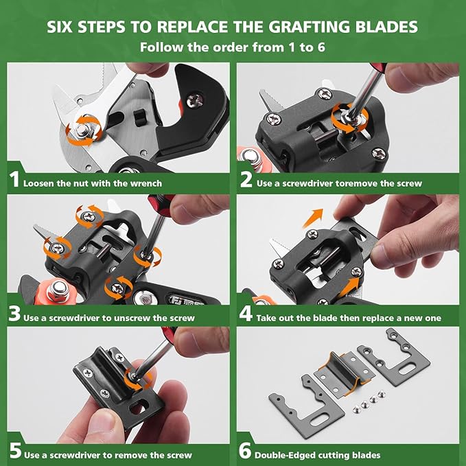 FUJIWARA 3-in-1 Garden Grafting Tool, Pruning Scissors Kit, U/V/Omega-Graft Seedling for Fruit Tree Grafting Set,Including 2X Tapes, Plant Tags,Plant Clips,Grafting Knife & Replacement Blades