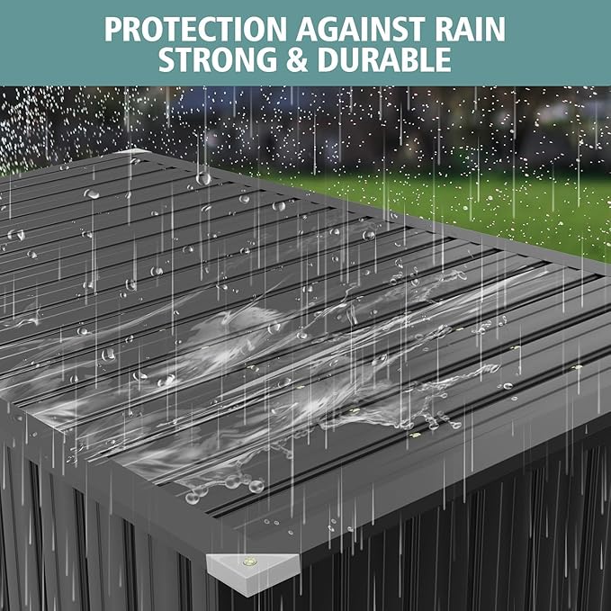 80 Cu. Ft Outdoor Trash Can Shed with Pneumatic Support Rod, 5x3 Ft Outdoor Storage Shed w/Lockable Doors & Waterproof Lid Chain, for Patio/Garden/Backyard