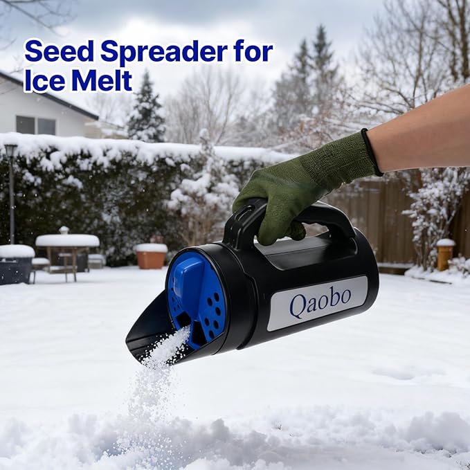 3-Adjustable-Setting Handheld Spreader, Multi-Use Lawn Spreaders for Fertilizer, Grass Seed, Salt and Ice Melt, Portable Spreader for Yard and Garden Snow Removal - Up to 80 Oz