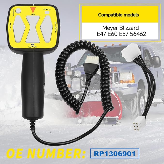 Snowplow Handheld Controller Fit for Meyer Diamond Snow Plow Blade E-47 | E-60 | E-57 | 56462 , OE RP1306901, Straight Blade Plows, 6 Pin Plug Hand Held Controller