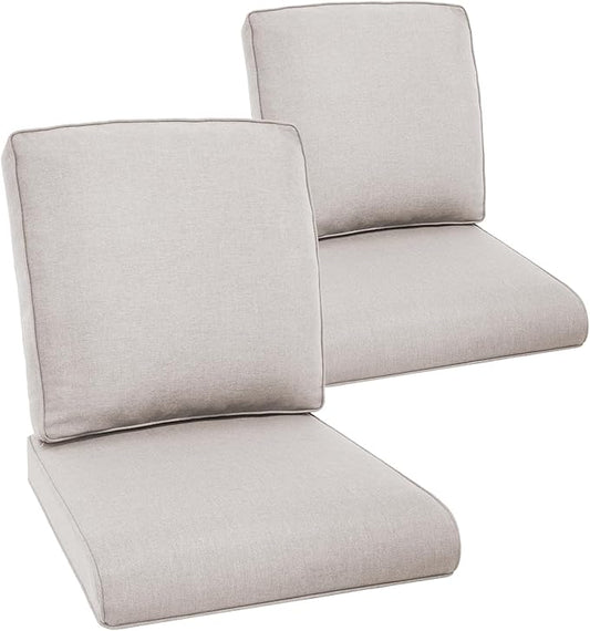 Outdoor Rattan Chair Cushions 2 Packs - Outside Durable Thick Replacement Back and Seat Cushion 22x24 with Zipper Cover for Patio Glider Rocking Chairs Loveseat Couch – Beige/Regular