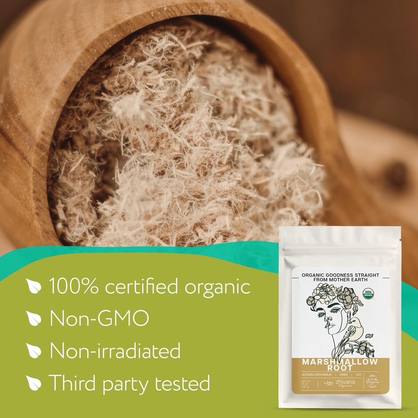 Marshmallow Root Tea (Althea Officinalis) – Organic Marshmallow Root – Throat Tea - Gut Lining, Digestion, Respiratory Health - Blood, Bones, Skin, Hair - Marshmellow Herb – 4 Ounces