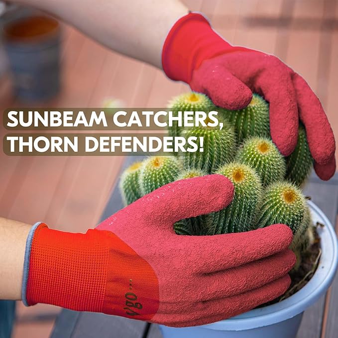 Vgo... 3 Pairs Women’s Gardening Gloves - Non-Slip Nitrile Coated, Breathable for Outdoor, DIY, Ranch, Camping(RB6013)