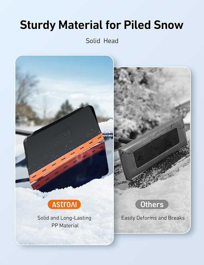 AstroAI 48Inch 2-in-1 Snow Scraper for car Snow Broom and Detachable Ice Scraper with Non-Abrasive Silicone Head for Cars, Trucks, SUVs