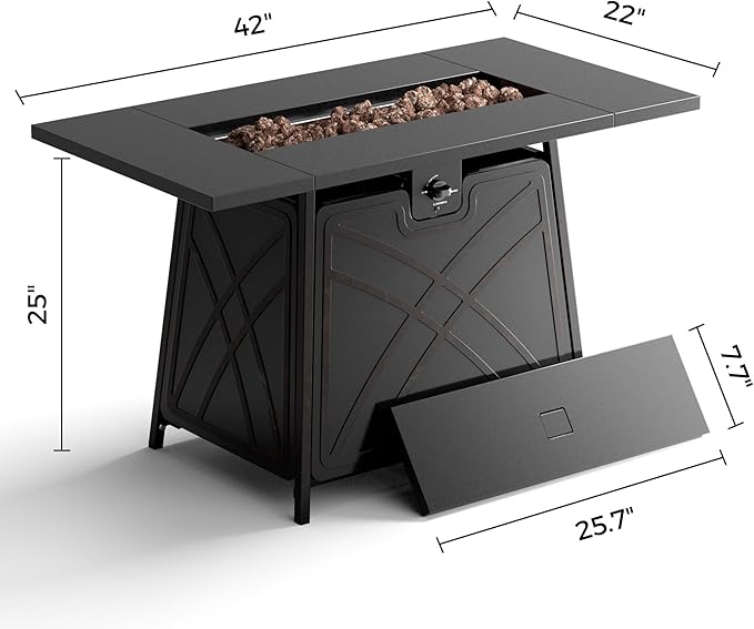 BALI OUTDOORS Propane Fire Pit Patio Outdoor Fire Pit Table Large Firepits for Outside Black
