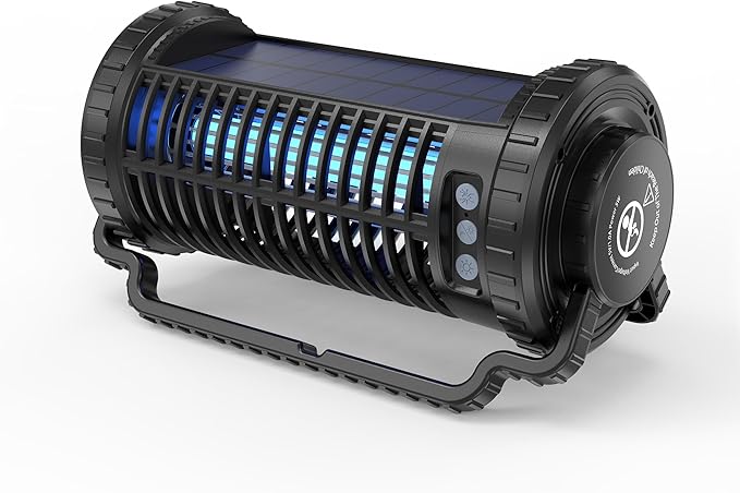 Solar-Powered Mosquito Killer & Bug Zapper, 4200V Voltage, IP5 Waterproof, ABS Fireproof Material, Large Coverage Area (1/2 Acre), Long-Lasting LED Lamp Beads，(Black)