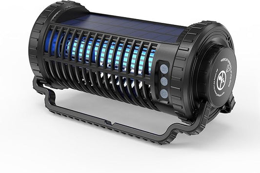 Solar-Powered Mosquito Killer & Bug Zapper, 4200V Voltage, IP5 Waterproof, ABS Fireproof Material, Large Coverage Area (1/2 Acre), Long-Lasting LED Lamp Beads，(Black)
