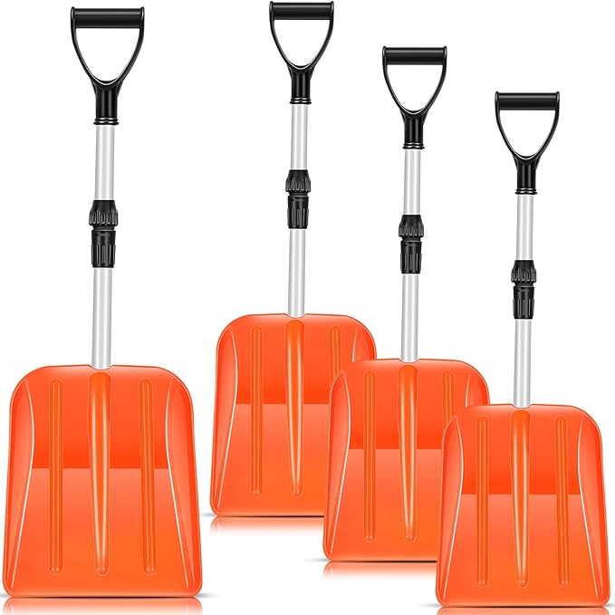 Lasnten 4 Pcs Kid's Snow Shovel Plastic Digging Lightweight Portable Beach Shovels for Kids Boys Girls Home Yard Garden Outdoor Activities Snow Removal(Orange)