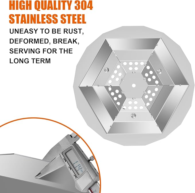 KEESHA Heat Deflector for Mesa Solo Stove 5’’, 304 Stainless Steel Heat Diffuser with 3 Detachable Legs, 1.4 lbs Masa Fire Pit Accessories-Capture Warmth & Expands Heat Radius, 7.8’’