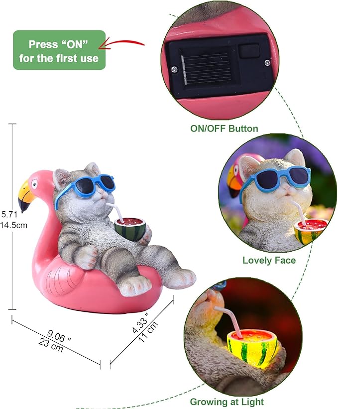 Cat Lying Flamingo Statue: Outdoor Sculptures Clearance for Lawn Porch Patio Balcony Yard - Gifts for Mom Women