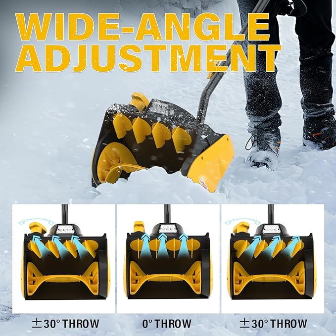12-Inch Cordless Snow Shovel, 20V Snow Blower With LED Light,Electric Snow Thrower with Directional Plate&Adjustable Handle, 21ft Throwing Distance,12"x6" Clearing Path (4.0Ah Battery included)