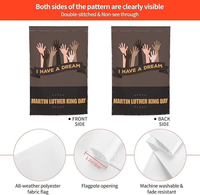 I Have A Dream Mlk Martin Luther King Jr Day Garden Flag Welcome Party Outdoor Outside Decorations Picks Home House Garden Yard Decor 12x18 Inch