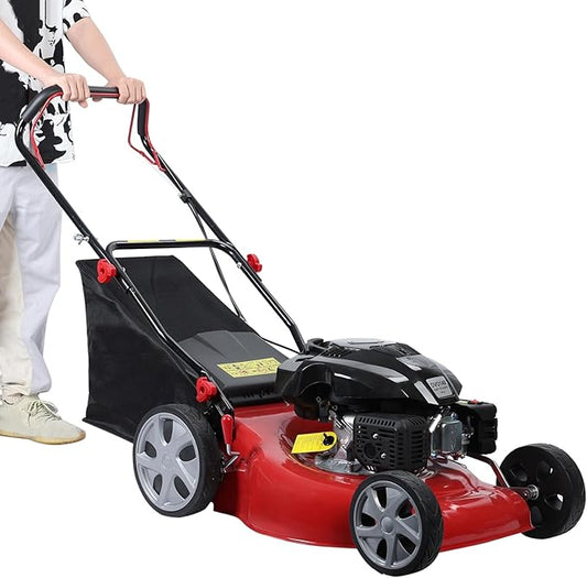 3 in 1 Gas Lawn Mower Self Propelled,141 OHV Engine with Air Cooling, 20" Steel Deck, 8-Level Height Adjustment, 50L Grass Tank, Foldable Design Red