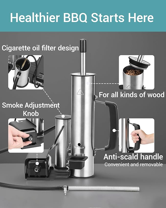 Smoke Generator For Cheese, Smoke Tube For Pellet Smoker, Portable Electric Smoke Maker Outdoor Smoker Accessories, Hot or Cold Smoking Attachment for any Grill or Smoke, Best Gifts for Men, Dad