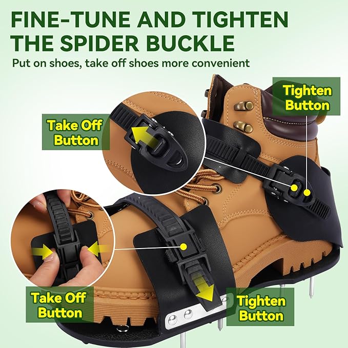 HFH Lawn Aerator Shoes for Grass，Aeration Shoes for Lawn，Spike Shoes for Lawn Aerating (Buckle)