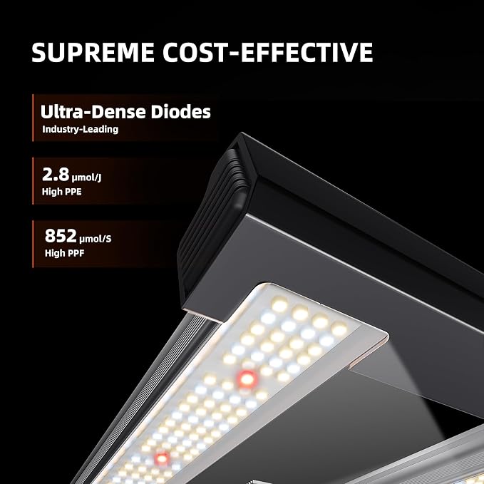 Spider Farmer G3000 Cost-Effective LED Grow Lights 300W, 3x3ft Coverage Full Spectrum Dimmable Bar Style Growing Lamp for Indoor Plants, 2025 2025 Upgraded App Remote Control