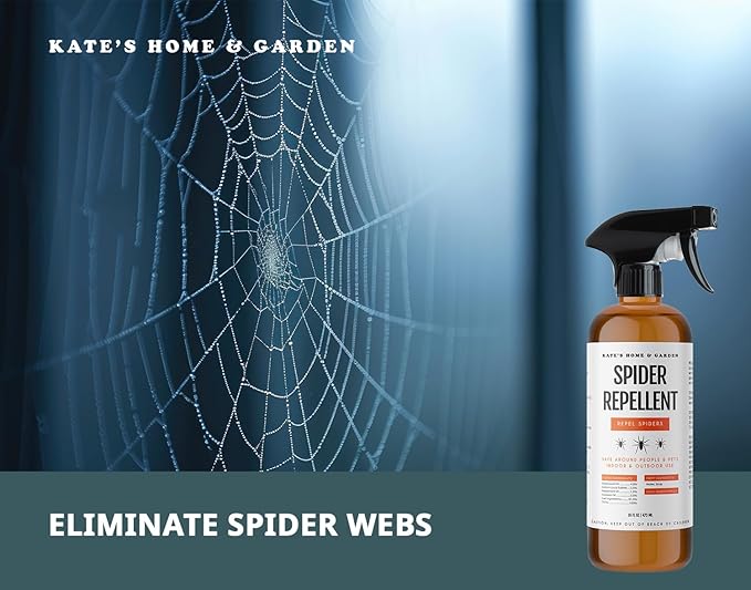 Kate's Home & Garden Spider Repellent Indoor. All Natural Peppermint Oil Spray for Spiders & Outdoor (16oz, Non Toxic Pesticide & Insecticide, Pet Safe)