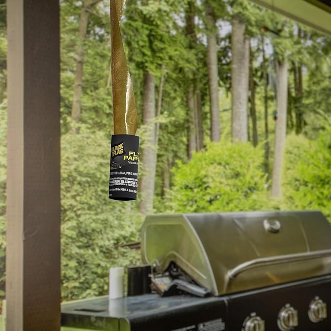 Black Flag Fly Paper, Insect Trap, Catches All Flying Insects 4 Traps (Pack of 12)