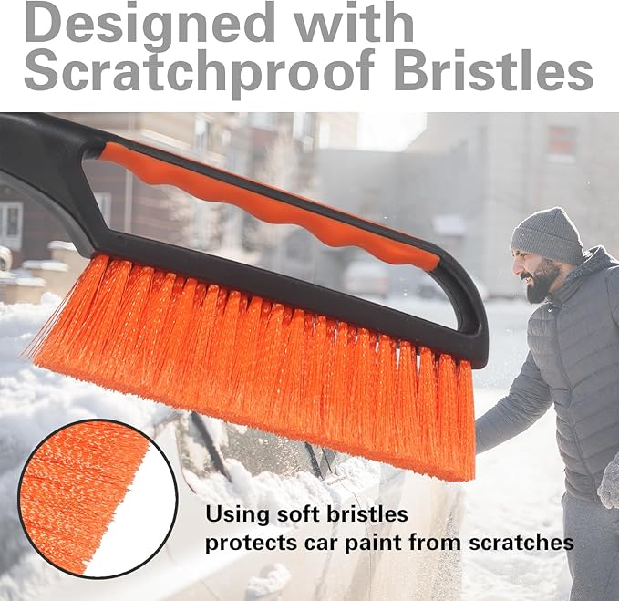 Snow Brush and Ice Scraper for Car Windshield,26.4" Window Scraper Deicer for Car SUV and Truck,Ice Scrapers and Brushes 2 in 1,Winter Car Automotive Exterior Accessories(1Pack Orange)