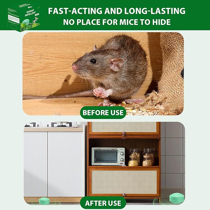 Rodent Repellent, Peppermint Oil for Mice Rats Squirrel Pests Repellent Indoor & Outdoor Use, Natural Rat Mouse Deterrent Family （24 Pack）