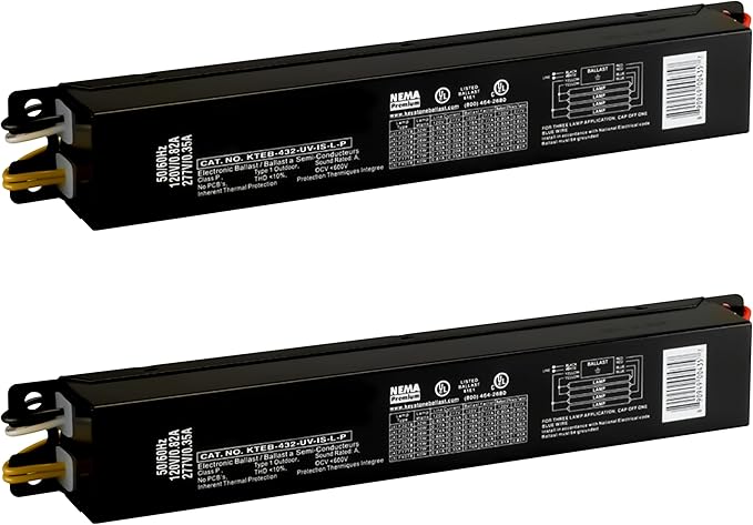 OHLECTRIC 2 Pack - Replacement for Keystone KTEB-432-UV-IS-L-P 4 Lamp T8 Electronic Fluorescent Ballast with Low Light Output | 120-277V Input with Instant Start Operation | 0.78 Ballast Factor