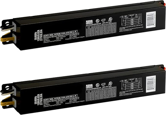 OHLECTRIC 2 Pack - Replacement for Keystone KTEB-432-UV-IS-L-P 4 Lamp T8 Electronic Fluorescent Ballast with Low Light Output | 120-277V Input with Instant Start Operation | 0.78 Ballast Factor