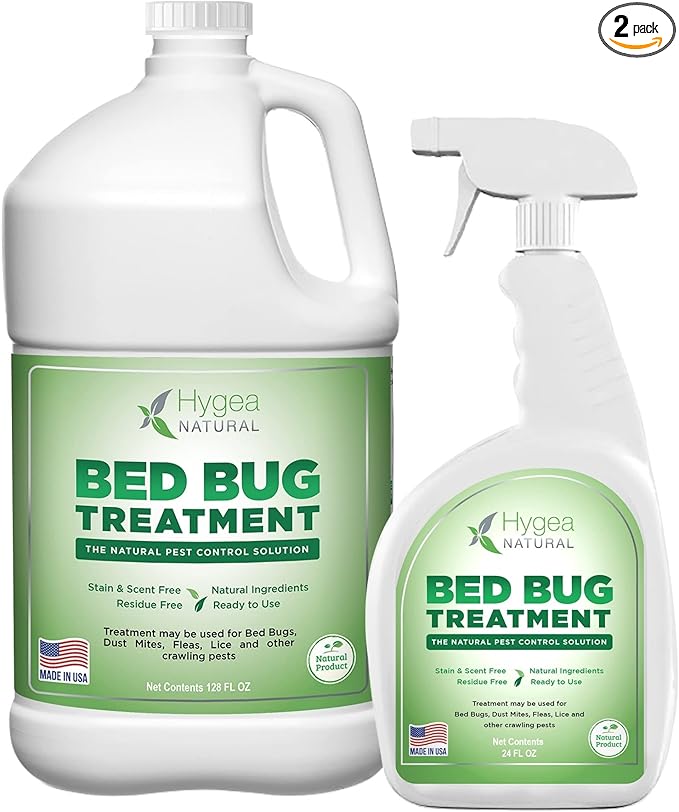 Bed Bug & Lice Elimination Duo - Includes 24 Ounce Lice, Bed Bug & Mite Spray & 128 Ounce Refill - Child & Pet Friendly - Stain & Odor Free Spray