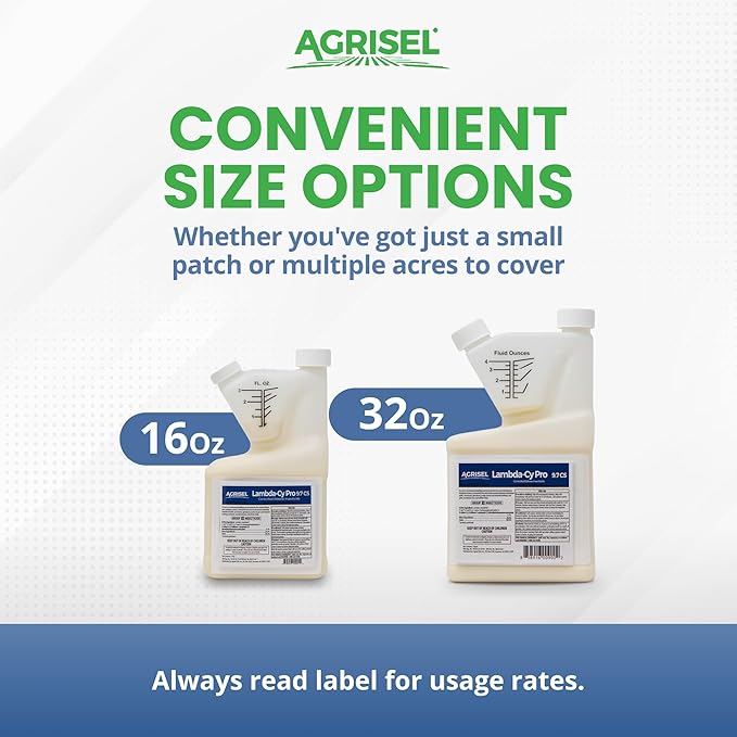 Lambda-Cy Pro 9.7 CS Insect/Pest Control Safe for Poultry Houses, Residential & Commercial, Effective Against 55 Pests, Outdoor/Indoor, Includes 3-Pack of Agrisel Protective Gloves, 32 Ounces