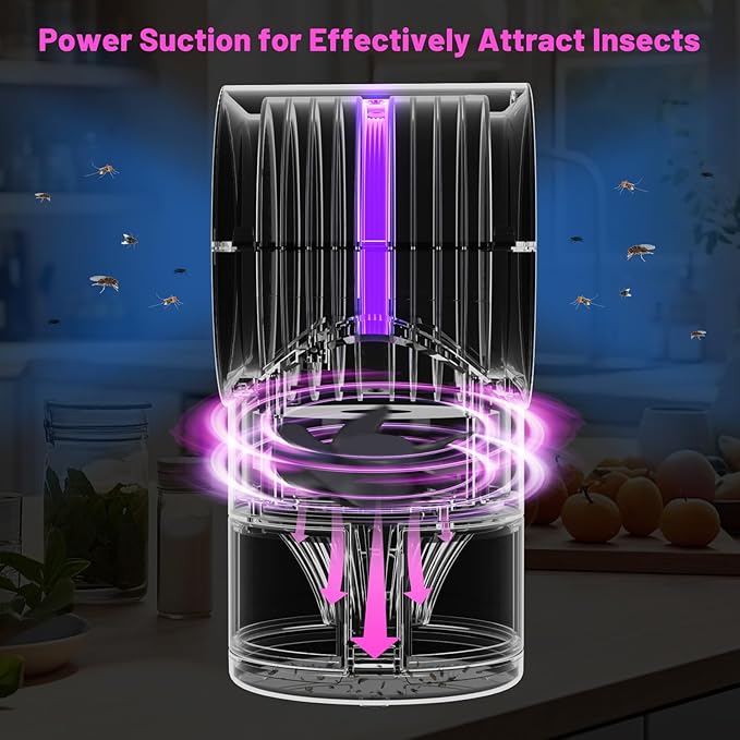 Fly Trap Indoor,Fruit Fly Traps for Indoors Mosquito Trap Indoor Insect Trap with Suction, Time Setting, Bug Light & 10 Pcs Sticky Glue Boards (Pink)