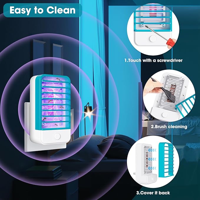 4 Pack Plug in Bug Zappers Indoor Flying Insect Trap, Fly Traps for Indoors, Electronic Mosquito Zappers Killer Gnat Traps with LED Light for Patio, Bedroom, Kitchen, Office, Baby Room