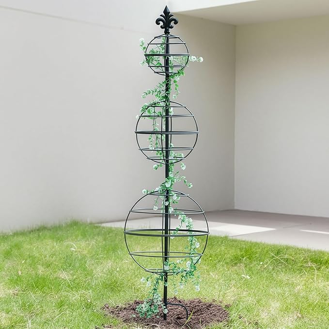 Obelisk Trellis - Elegant 49.5 x 12 Inch Metal Climbing Plant Support for Outdoor Roses, Potted Vines, and Flower Gardens - Perfect Decorative Accent for Home and Garden Decor