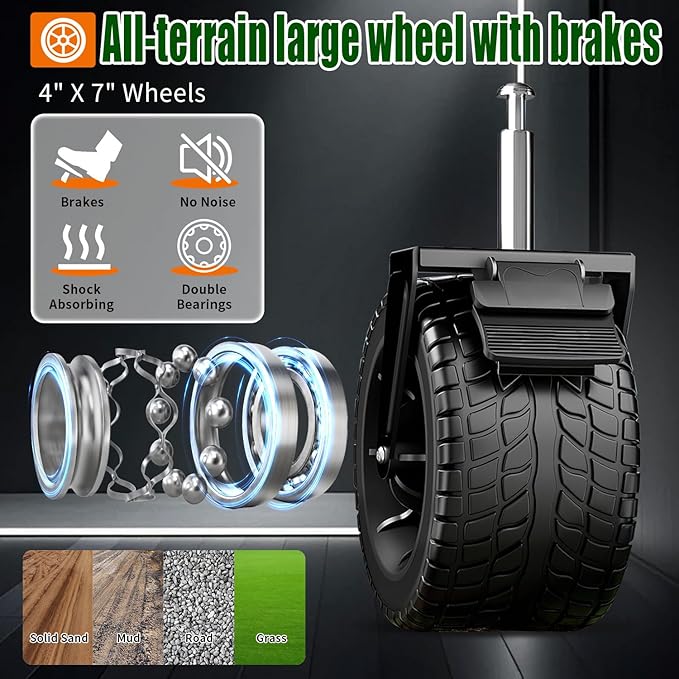 52" L Collapsible Wagon Cart Foldable, 300L 560lbs Weight Capacity, Heavy Duty Beach Wagon with Big Wheels, Shopping Carts for Grocery, Camping, Shopping, Beach, Garden Cart