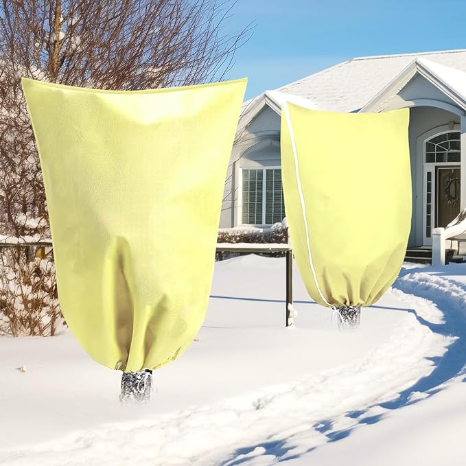 2 Pack Plant Covers Freeze Protection with Zipper Drawstring, 31.4" X 47.2" Winter Cold Weather Frost Covers Shrubs Trees Jacket for Outdoor Plants Fruit Tree Plant Protection Cover Bags