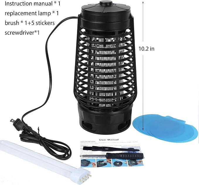 Lulu Home Bug Zapper, Plug-in Electric Mosquito Killer with Sticky Boards & 365nm Lamp Attracting Moths Gnats Flies, Plastic Insects Trap with Bulb Replacement for Indoor Hanging Use