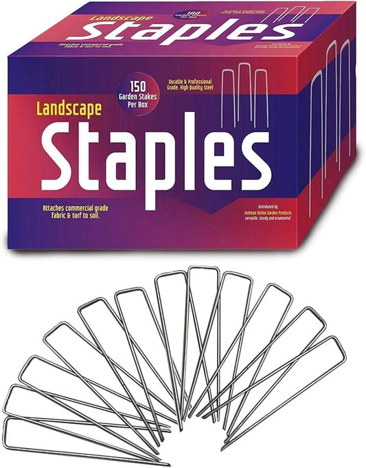 Ashman 150 Pack Galvanized Garden Stakes Landscape Staples and Fence Stake Sod Staples - Heavy Duty & Anti Rust Zinc Coated.