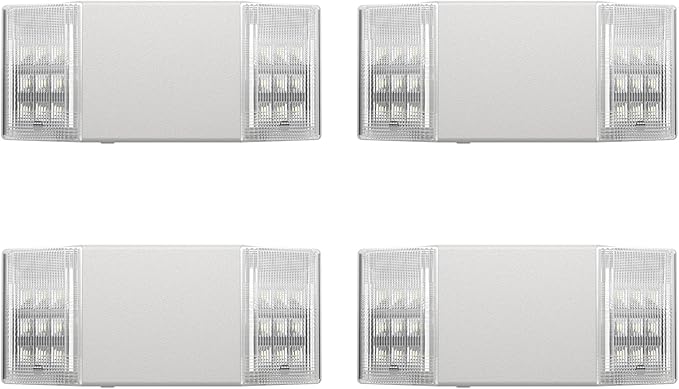 Spectsun 4 Packs Hardwired Emergency Exit Light Fixtures for Business, with Battery Backup, Two Head Adjustable LED Emergency Lighting, UL 924 Certified，AC 120/277V.