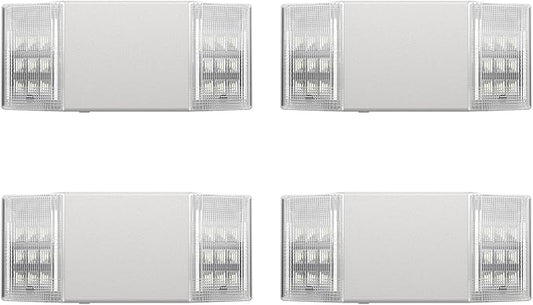 Spectsun 4 Packs Hardwired Emergency Exit Light Fixtures for Business, with Battery Backup, Two Head Adjustable LED Emergency Lighting, UL 924 Certified，AC 120/277V.