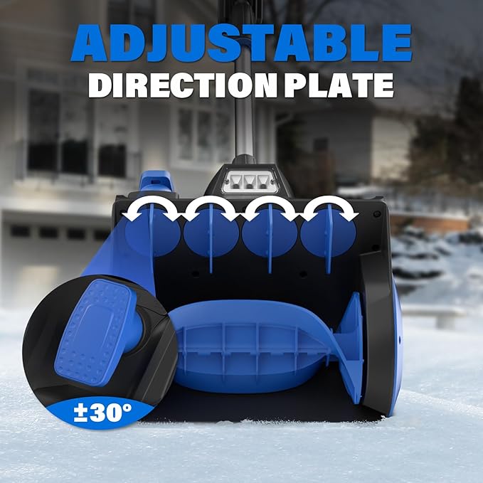 Cordless Snow Shovel, 20V 12-Inch Electric Snow Blower, Electric Snow Shovel with Directional Plate and LED Light, Snow Blowers for Driveways, Sidewalks(1x4.0Ah Battery, Charger and Cover Included)