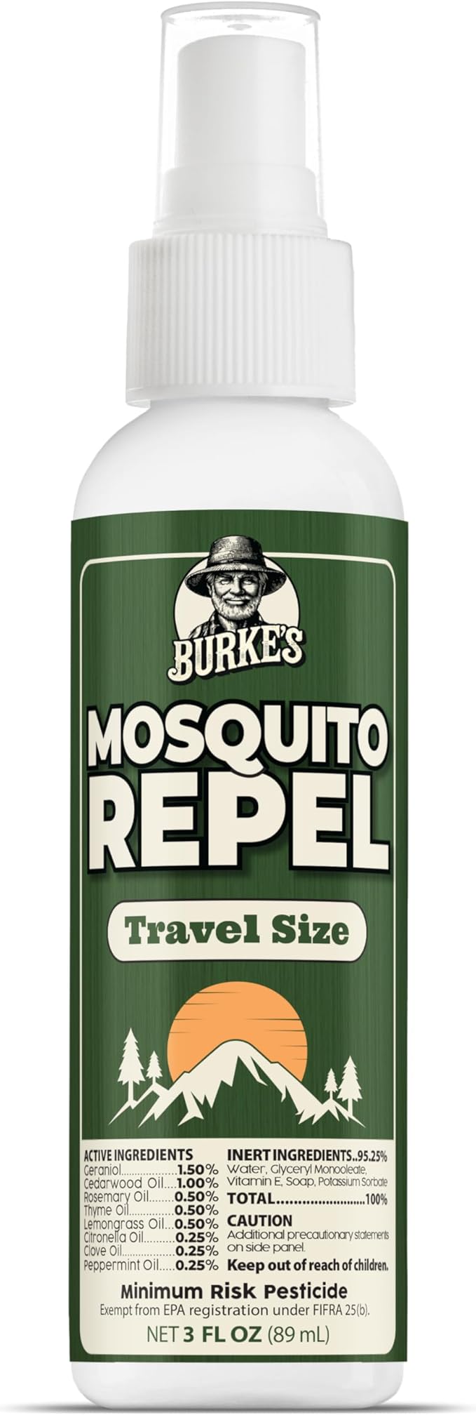 Burke's Natural Mosquito Repellent, DEET Free Mosquito Spray for Outdoor & Travel, 3 oz (90mL)