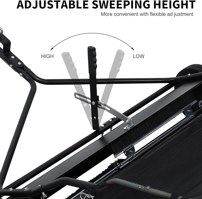 44" Tow-Behind Lawn Sweeper, 25 cu.ft Hopper Bag Capacity; Leaf & Grass Catcher, with Adjustable Sweeping Height, Dumping Rope Design for Picking Up Debris and Grass