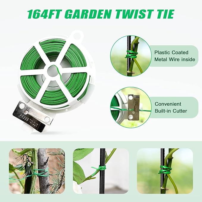 DoCred Cucumber Trellis, 2 Pack Foldable A Frame Trellis for Raised Bed Climbing Plants, Vegetables, Includes Plant Support Clips, Twist Ties, Plastic Ties- Made from PVC-Coated Steel