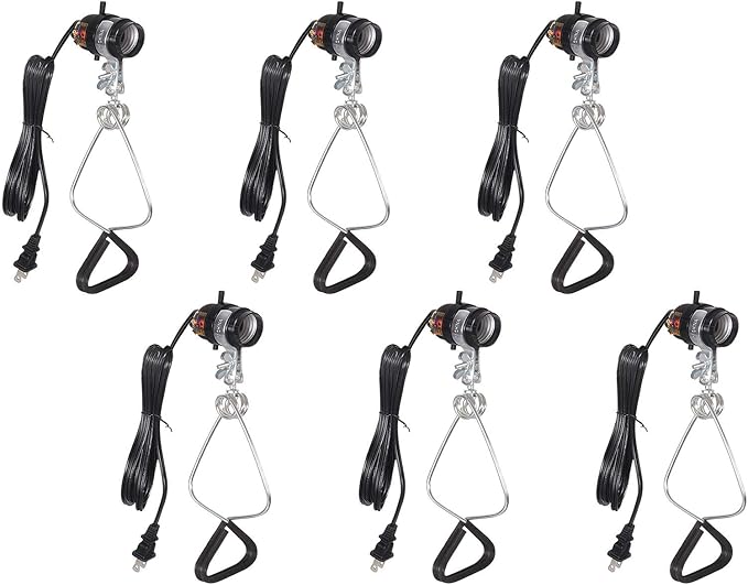 Simple Deluxe Plastic HIWKLTCLAMPSOCKETX6 6-Pack 18/2-Gauge Brooder and Heat Clamp Lamp with Bakelite Socket 150 Watt 6 Feet Cord