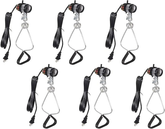 Simple Deluxe Plastic HIWKLTCLAMPSOCKETX6 6-Pack 18/2-Gauge Brooder and Heat Clamp Lamp with Bakelite Socket 150 Watt 6 Feet Cord