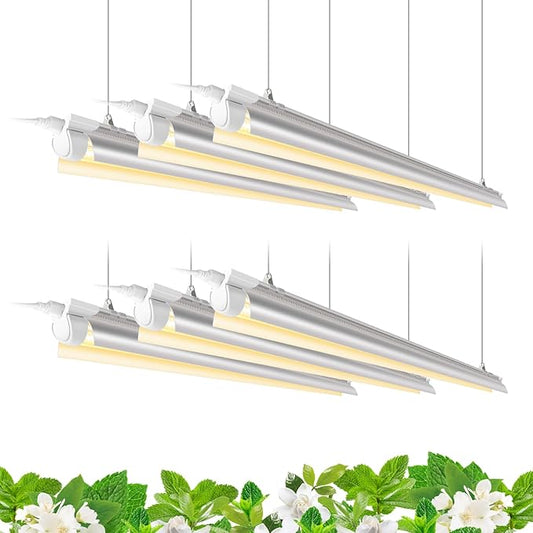 Barrina Plant Grow Light, 252W(6 x 42W, 1400W Equivalent), Full Spectrum, LED Grow Light Strips, T8 Integrated Growing Lamp Fixture, Grow Shop Light, with ON/Off Switch, 6-Pack