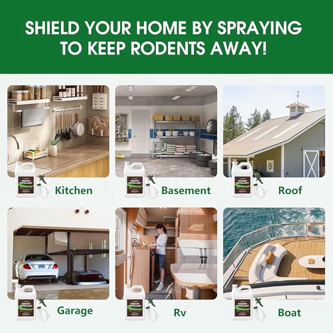 Rodent Repellent Spray – Effective Natural Peppermint Formula for Mice, Rats, Squirrels, and Rodents. Safe for Indoor, Outdoor, and Car Engines. Safe for People and Pets. (1 Gallon)