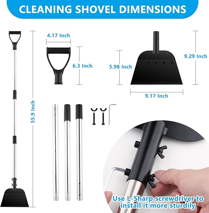 Heavy Duty Cleaning Shovel - Durable Snow Ice Dirt Scooper, All-Purpose Farm & Garden Tool with Ergonomic Grip - Effortless Debris Removal